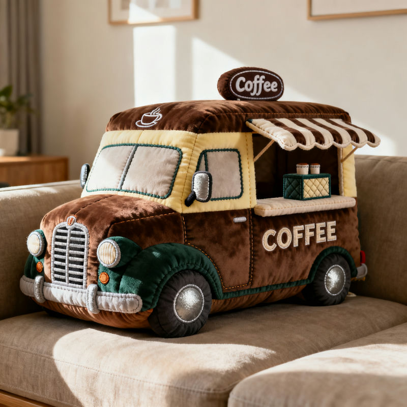 Personalized Coffee Truck Pillow Food Truck Plush Pillow Decor Barista Gift Idea - Tradiviet