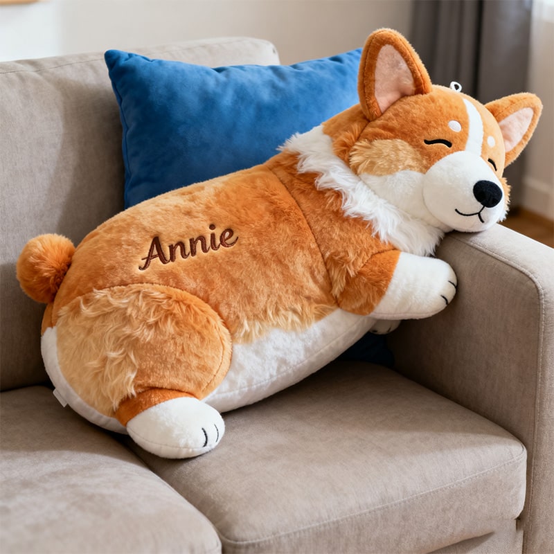 Personalized Corgi Pillow Sleeping Corgi Plush Dog Lover Decorative Gift for Him - Tradiviet