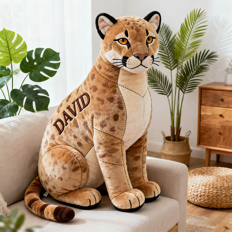 Personalized Cougar Pillow Custom Name Animal Lover Plush Unique Gift for Dad - Tradiviet