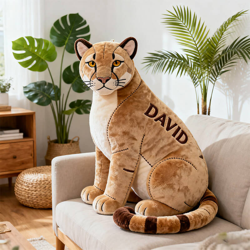 Personalized Cougar Pillow Custom Name Cougar Plush Animal Lover Gift Idea - Tradiviet
