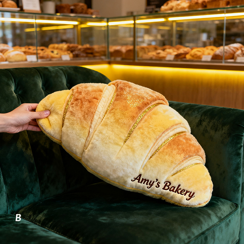 Personalized Croissant Shape Pillow Bakery Lover Home Decor Gift For Food Lover - Tradiviet