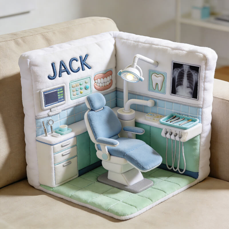 Personalized Dental Clinic Shape Pillow Dentist Office Decor Plush Gift For Him - Tradiviet