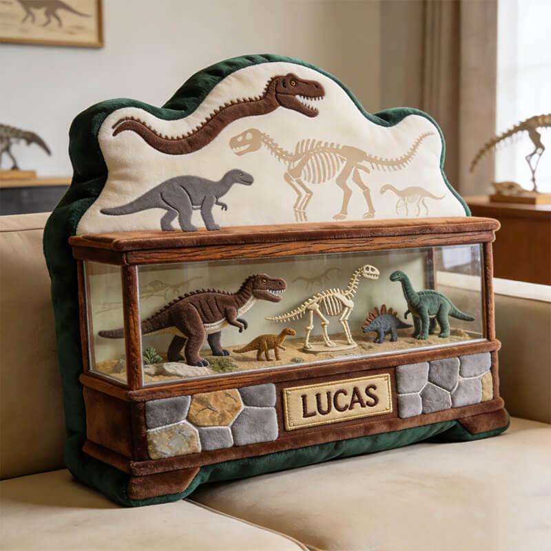 Personalized Dinosaur Shelf Shape Pillow Dino Lover Home Decor Gift For Boys - Tradiviet