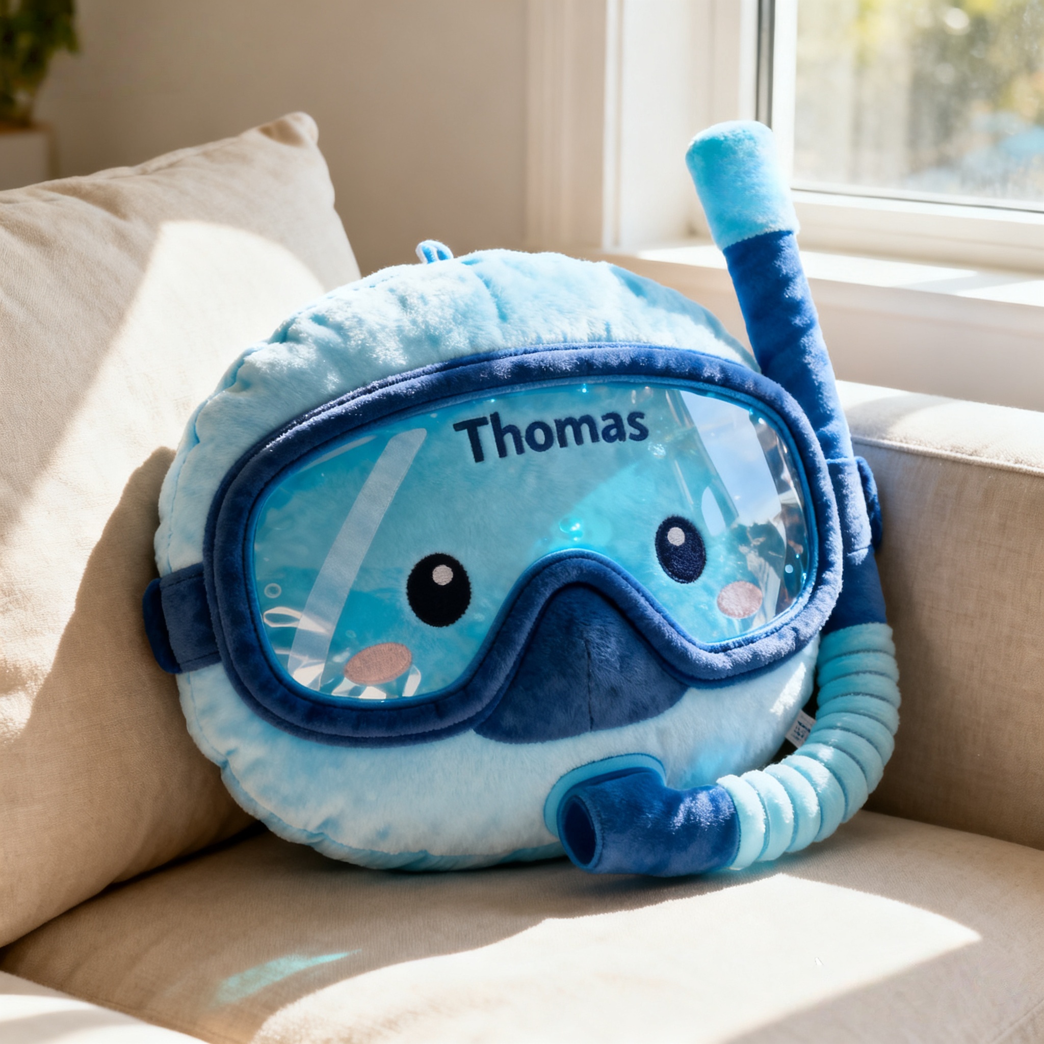 Personalized Diving Mask Shape Pillow Ocean Lover Home Decor Gift For Son - Tradiviet