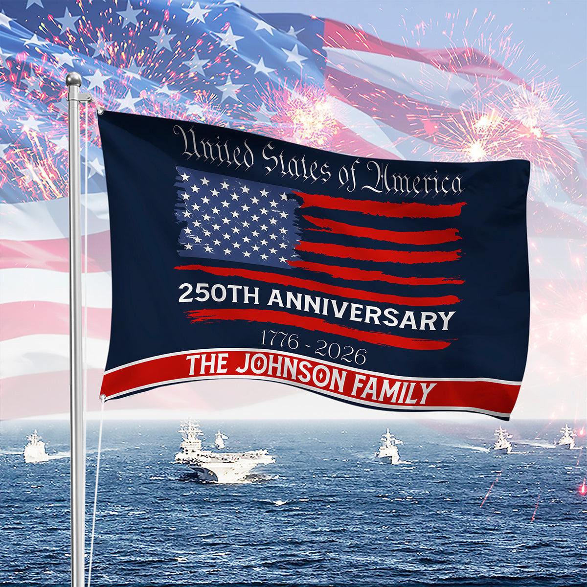 Personalized Family Name 250th Anniversary Flag United States Of America Flag Gift Ideas - Tradiviet