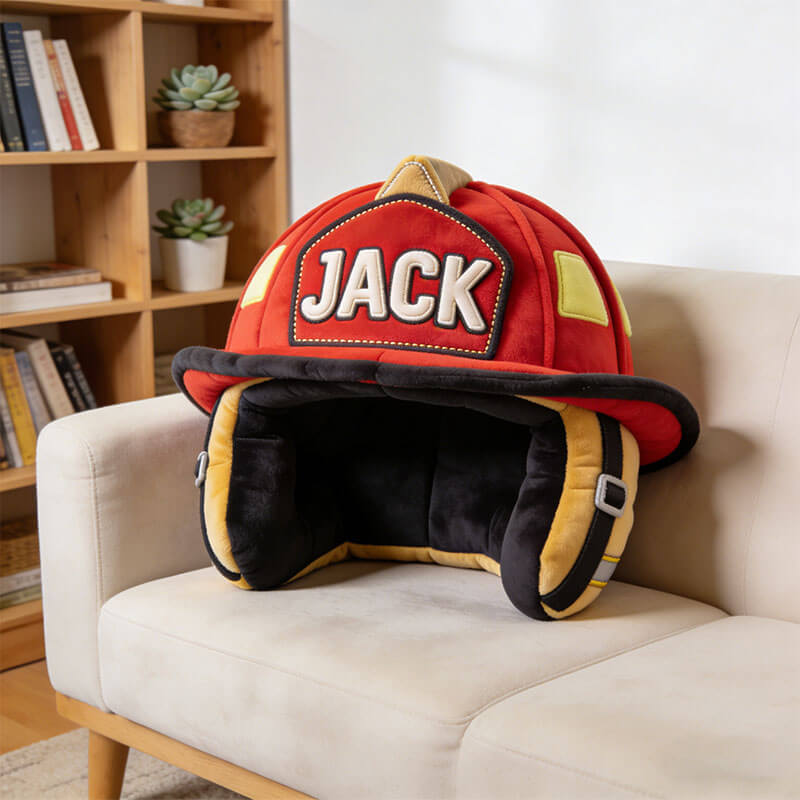 Personalized Fire Helmet Shape Pillow Fire Lover Room Decor Birthday Gift For Brother - Tradiviet