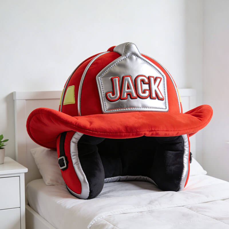 Personalized Fire Helmet Shape Pillow Fire Lover Room Decor Presents For Brother - Tradiviet