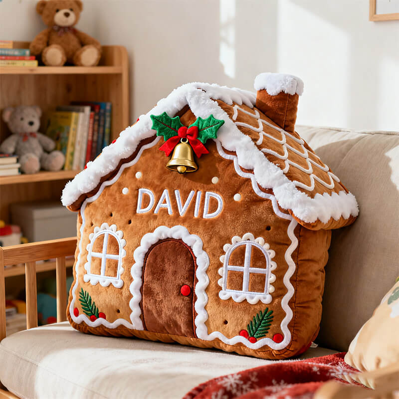 Personalized Gingerbread House Pillow Christmas Holiday Decor Gift for Grandma - Tradiviet