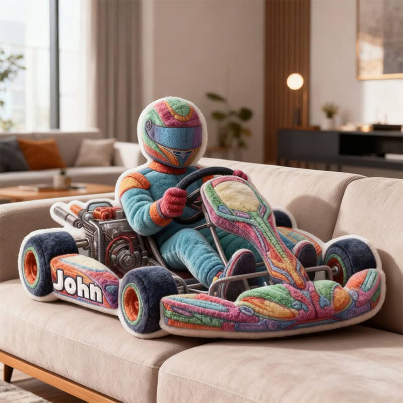 Personalized Go Kart Racer Pillow Colorful Racer Plush Gifts For Brother - Tradiviet
