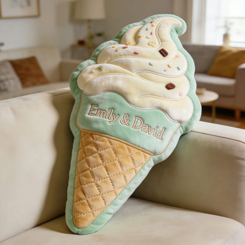 Personalized Ice Cream Pillow Dessert Lover Decorative Pillow Gift for Kids - Tradiviet