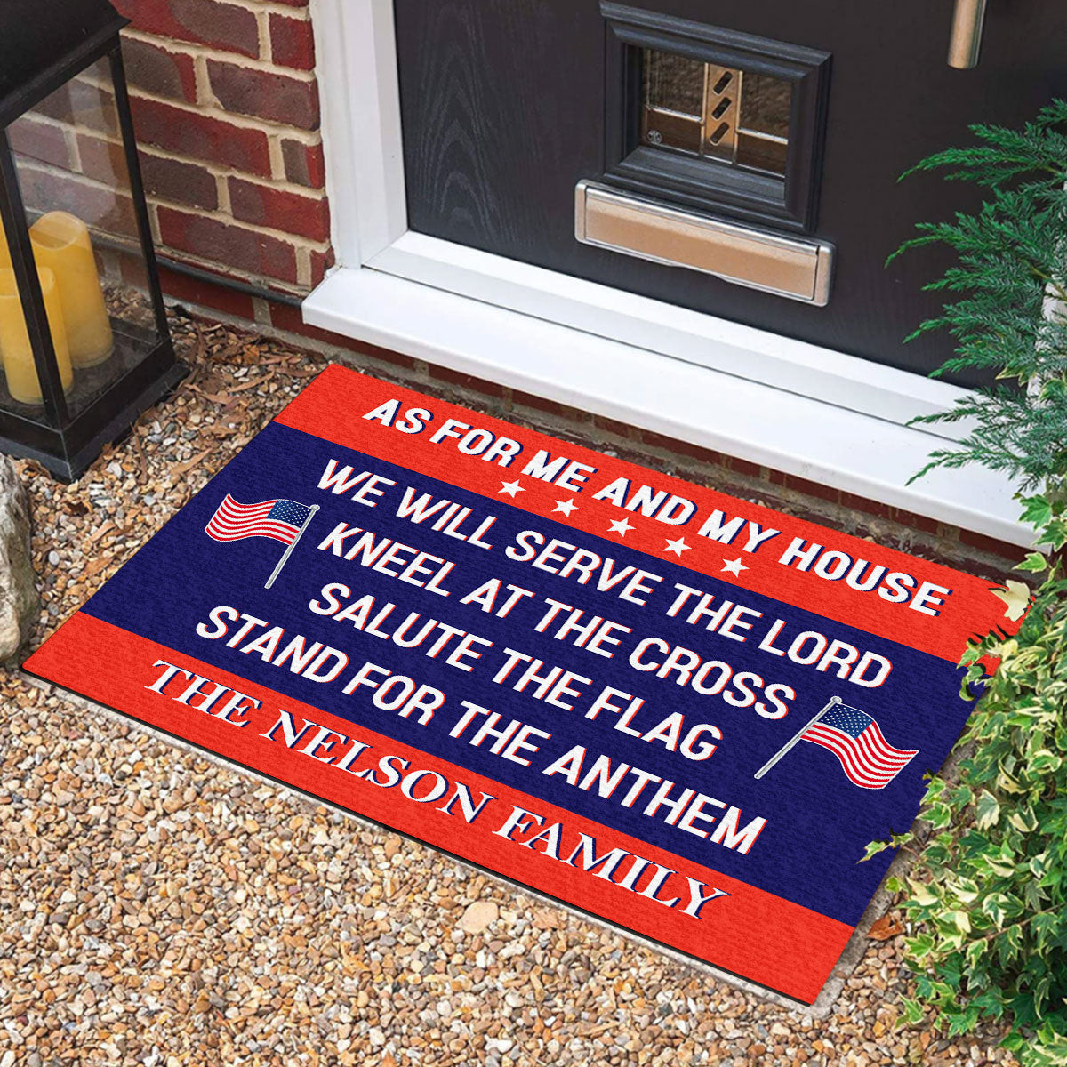 Personalized Kneel At The Cross, Salute The Flag Doormat We The People Front Door Mat - Tradiviet