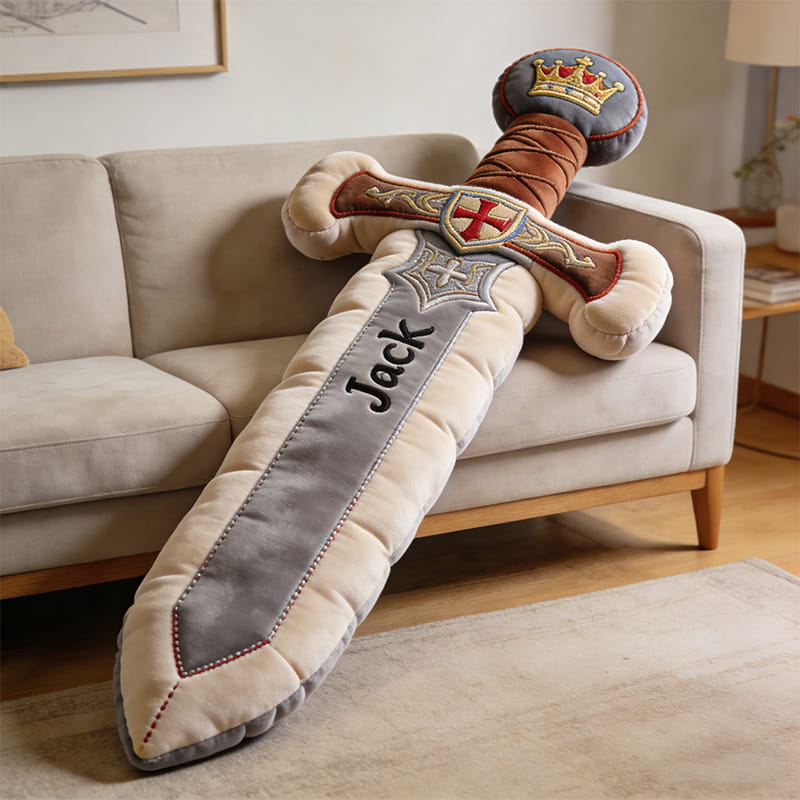 Personalized Knight Sword Shape Pillow Birthday Gift Ideas For Son - Tradiviet