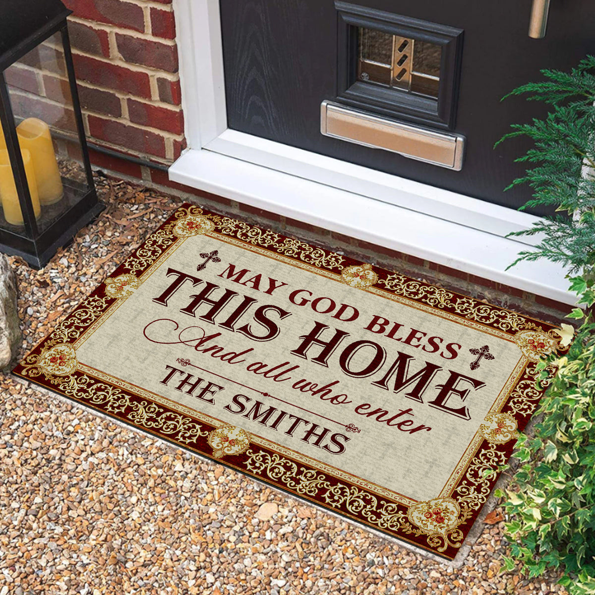Personalized May God Bless This Home And All Who Enter Doormat 250 Years Of America Welcome Mat - Tradiviet