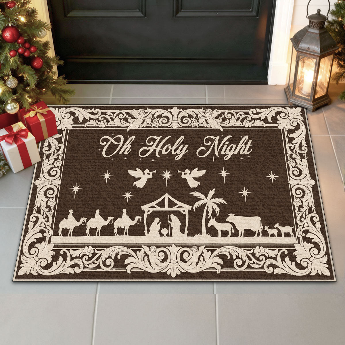 Personalized Nativity Under the Stars Doormat 250 Years Of America Welcome Door Mat - Tradiviet