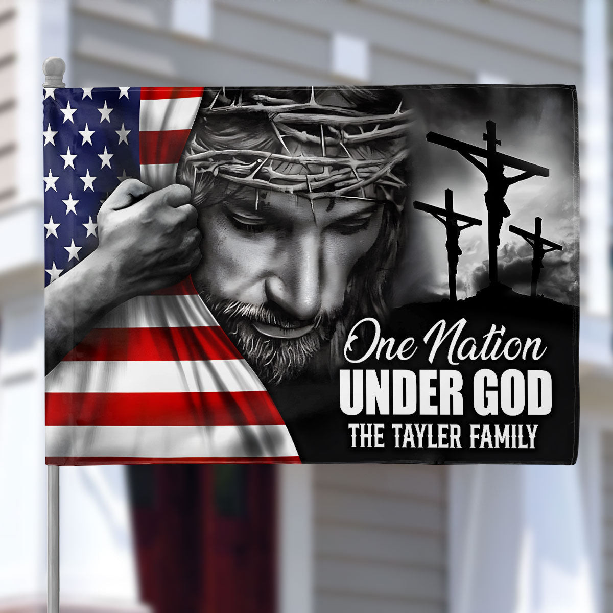 Personalized One Nation Under God House Flag 250 Years Of Defending Liberty Flag Patriotic Gift - Tradiviet