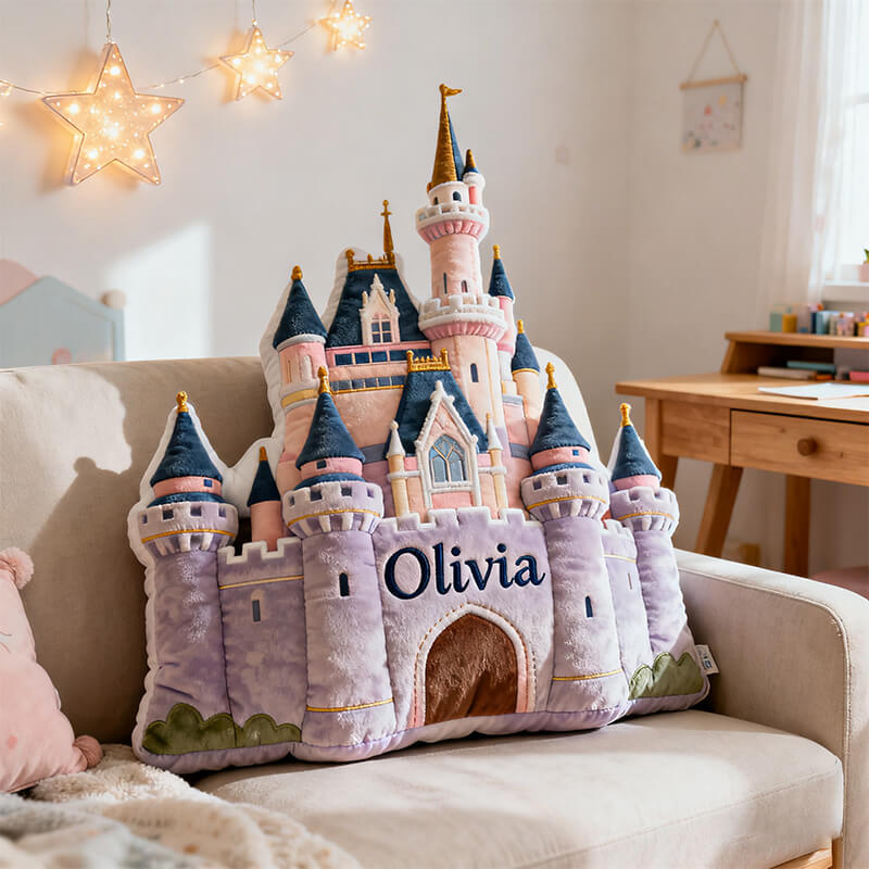 Personalized Princess Castle Pillow Custom Name Castle Plush Princess Room Decor Gift - Tradiviet