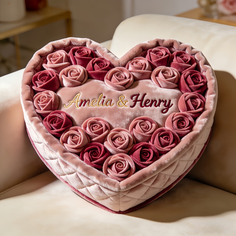 Personalized Rose Heart Shaped Pillow Best Best Mothers Day From For Husband - Tradiviet