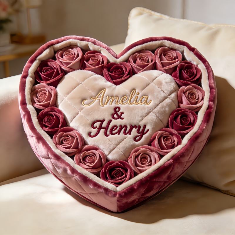 Personalized Rose Heart Shaped Pillow Best Mothers Day Gifts For First Time Mom - Tradiviet