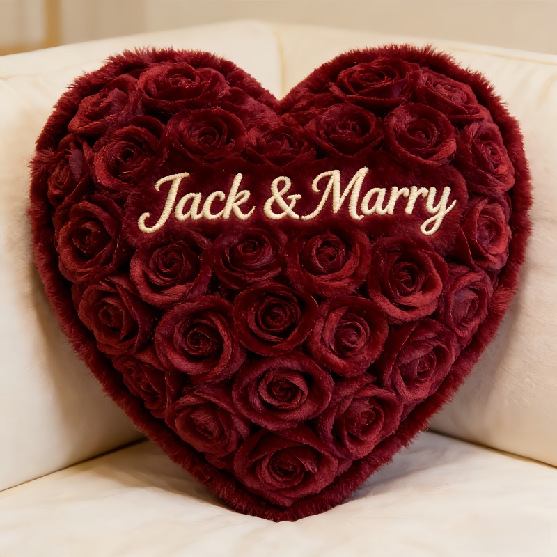 Personalized Rose Heart Shaped Pillow Mothers Day Gift For Friends - Tradiviet
