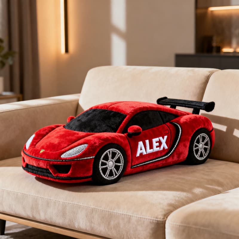Personalized Sports Car Shaped Pillow Car Lovers Plush Best Gift For Him - Tradiviet