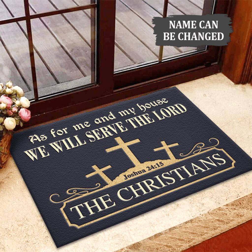 Personalized The Three Cross Symbol Serve The Lord Doormat Unique Gift for Her - Tradiviet