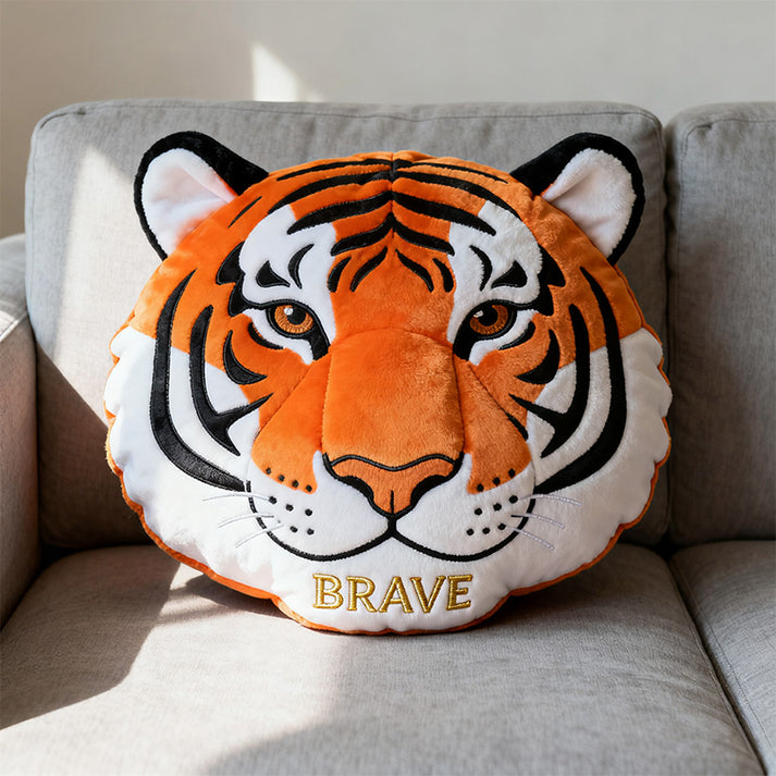Personalized Tiger Big Head Shape Pillow Gift Ideas For Your Brother - Tradiviet