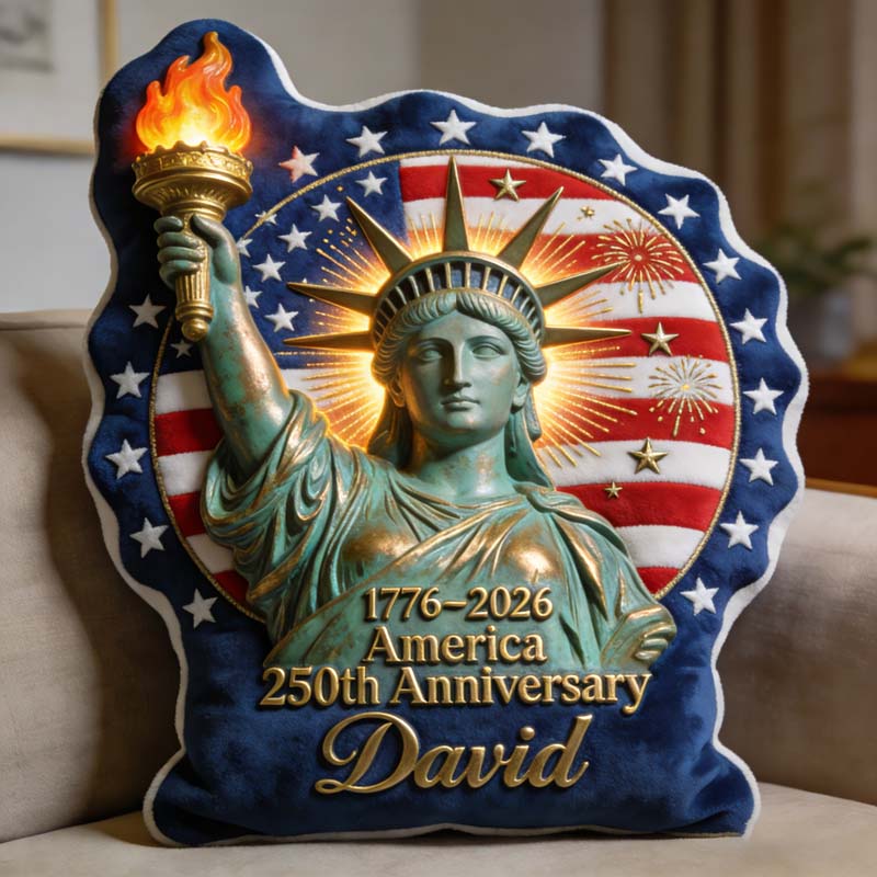 Personalized US 250th Anniversary Shaped Pillow American Patriot Gifts - Tradiviet