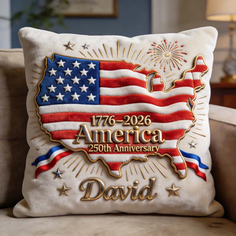 Personalized US 250th Anniversary Shaped Pillow USA Map Plush Fourth Of July Gifts - Tradiviet