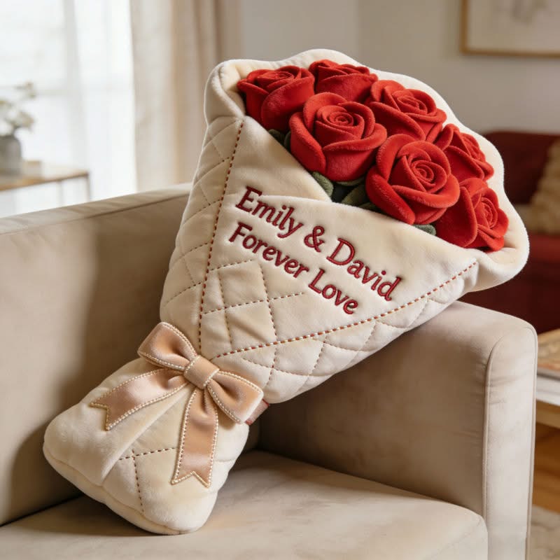 Personalized Valentines Day Rose Bouquet Shaped Pillow Unique Gifts For Wife - Tradiviet