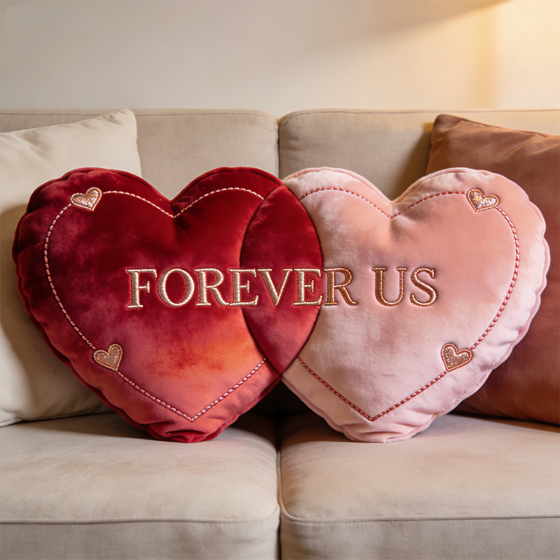 Personalized Valentines Day Shaped Pillow Double Heart Room Decor Gits For Him - Tradiviet