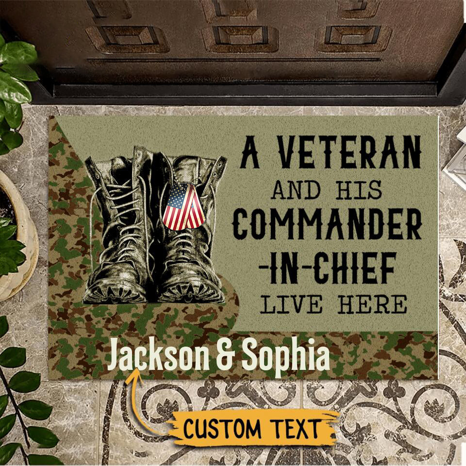 Personalized Veteran Doormat Custom Military Boots Home Decor Unique Gift For Him - Tradiviet