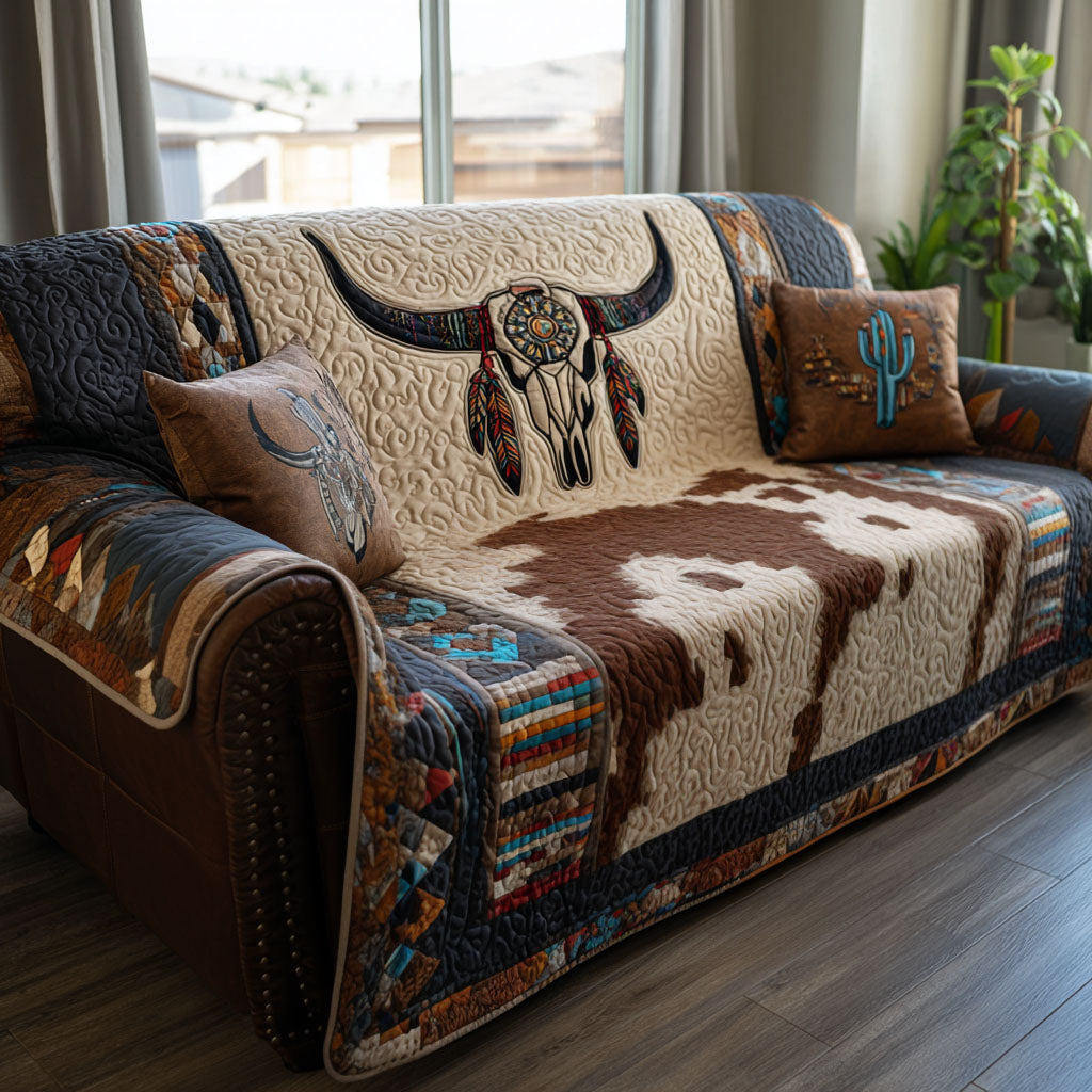 Plainsong Relic Quilted Sofa Cover Western Tribal Pattern Rustic Decor