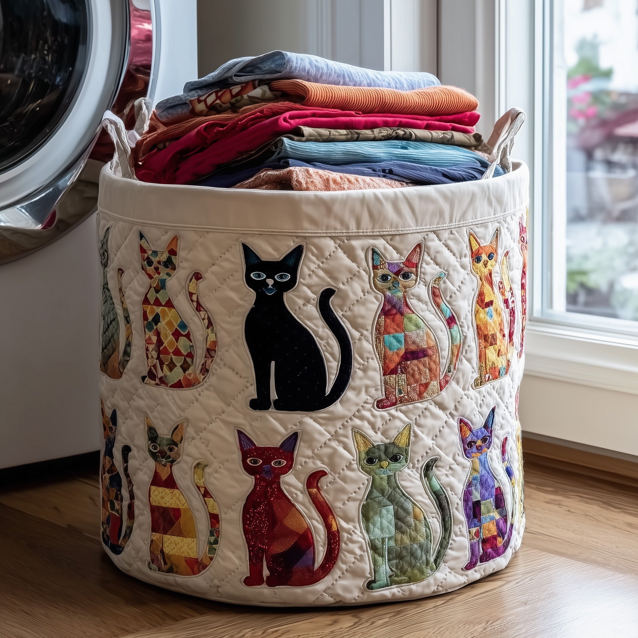 Playful Cat Quilted Laundry Basket Best Laundry Hamper Gift Ideas For Mom - Tradiviet