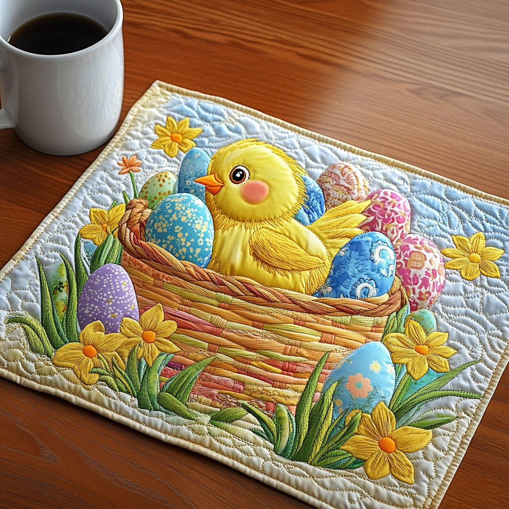 Playful Hops Quilted Placemat Spring Festival Easter Dining Mat Gift for Grandma - Tradiviet