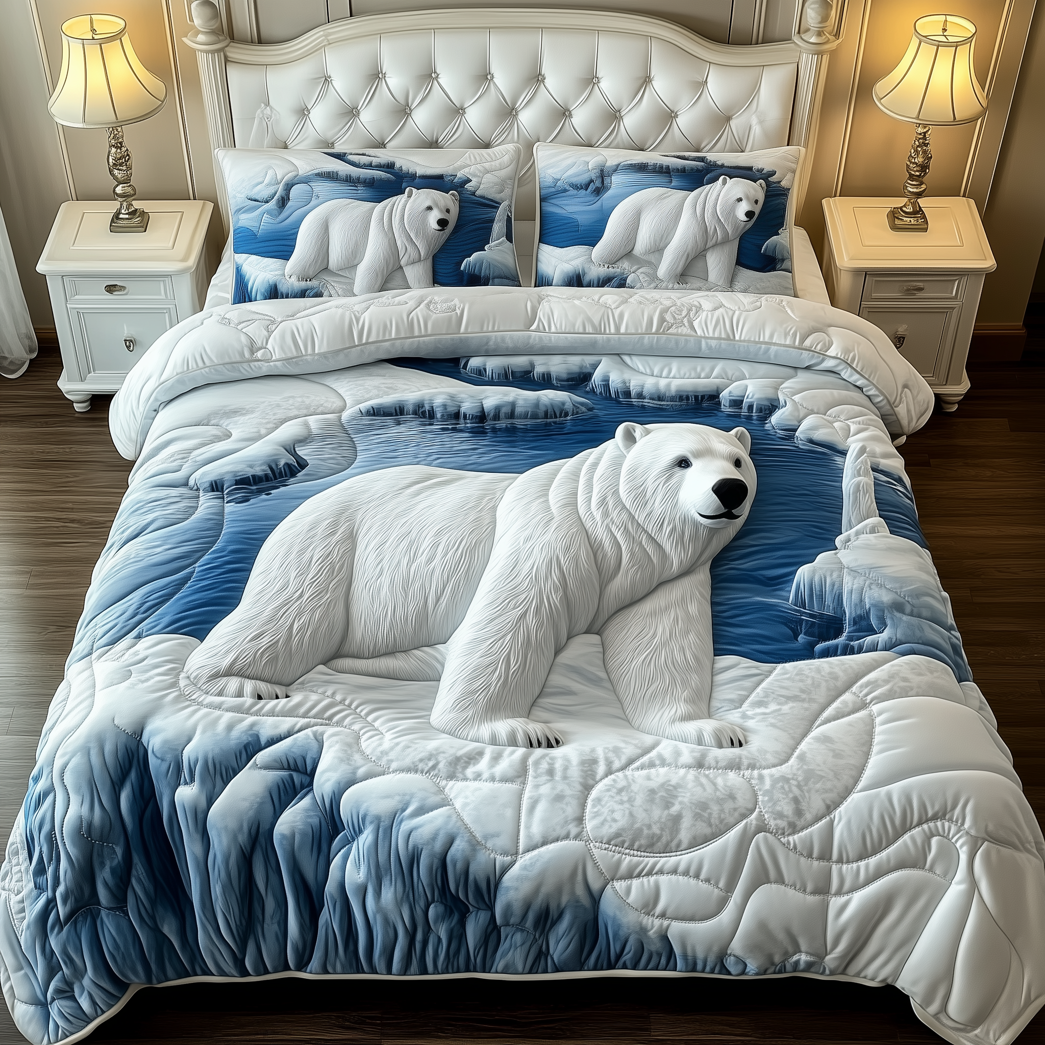 Polar Bear Quilted Bedding Set Autumn Inspired Bedroom Bear Theme Gifts - Tradiviet
