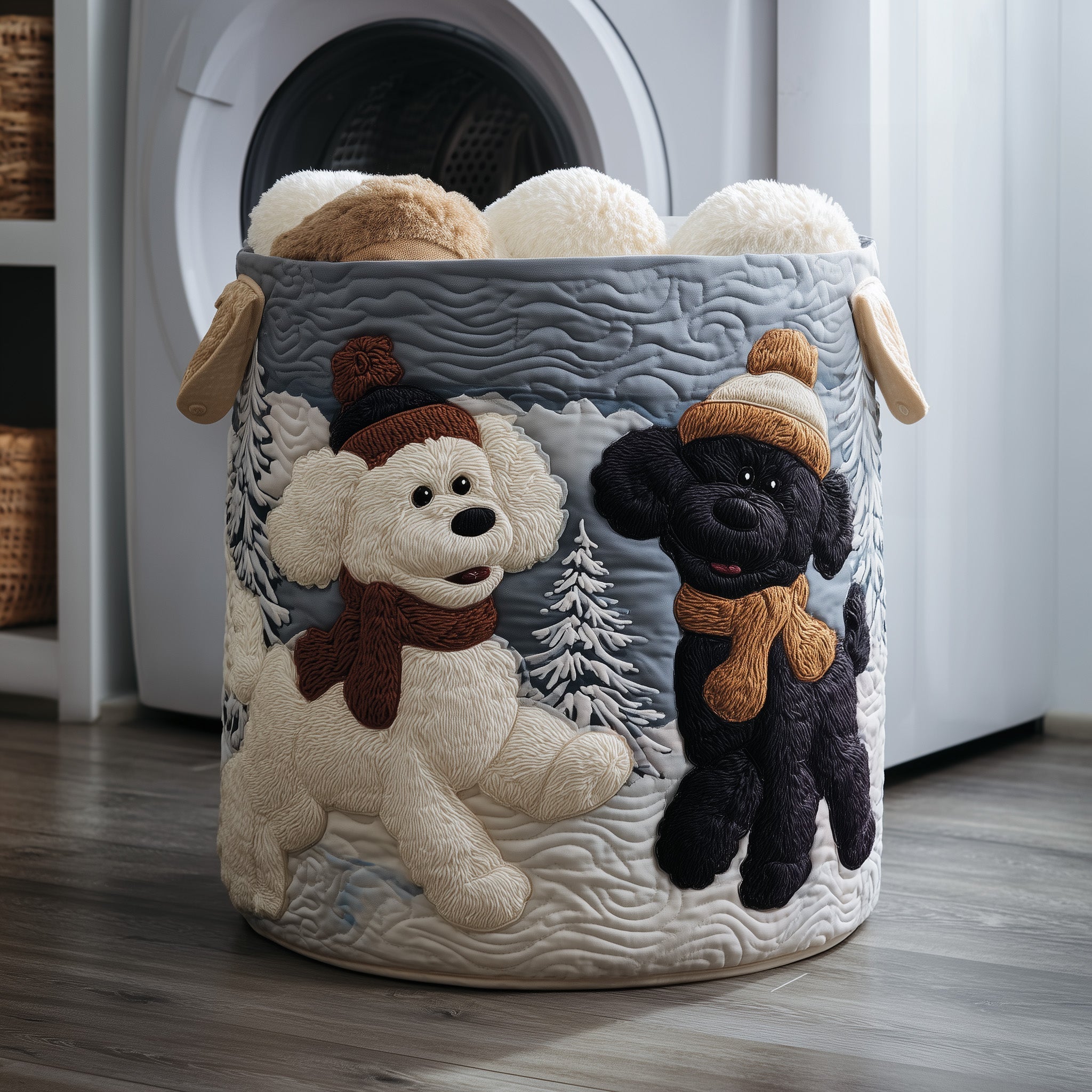 Poodle Couple Quilted Laundry Basket Funny Baskets Father's Day Gift Ideas - Tradiviet