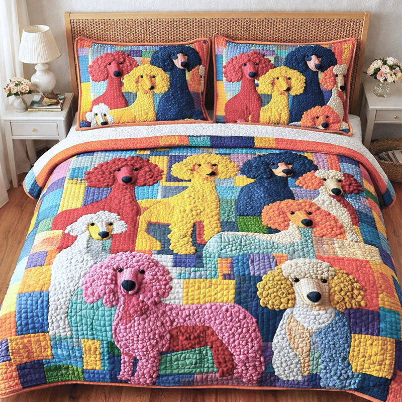 Poodle Gang Quilted Bedding Set Room Decoration Items Ideal Gift For Dog Enthusiasts - Tradiviet