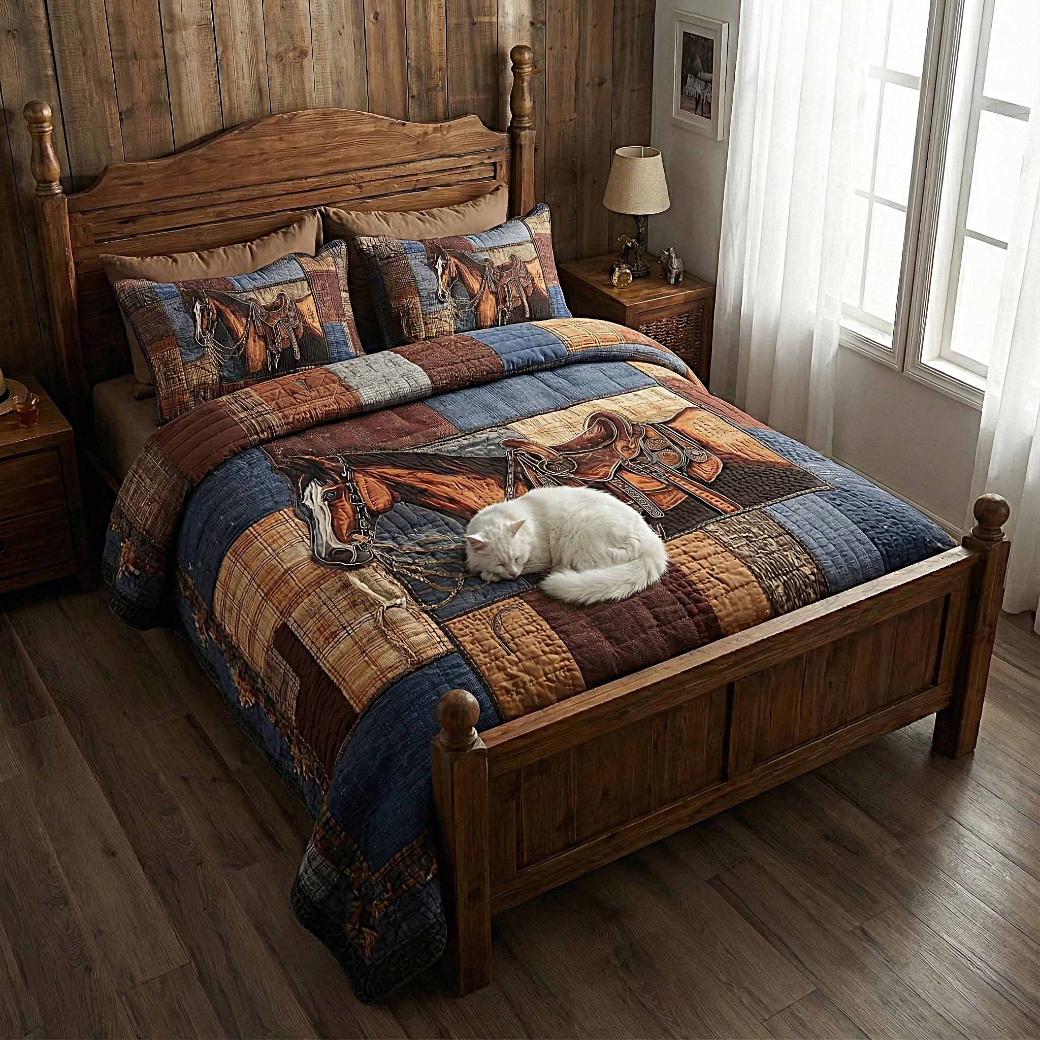 Prairie Horse Quilted Bedding Set Autumn Inspired Bedroom Presents For Horse Owners - Tradiviet - Image 2