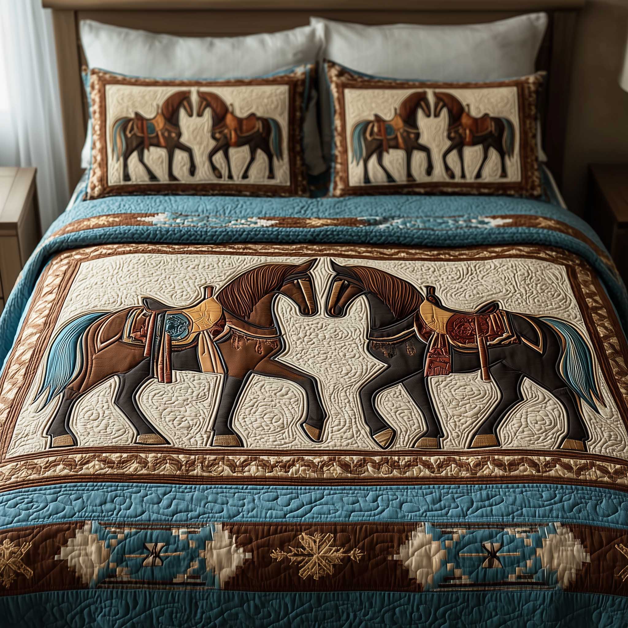 Prairie Horse Quilted Bedding Set Bed Room Decoration Memorial Gifts For Horse Lovers - Tradiviet