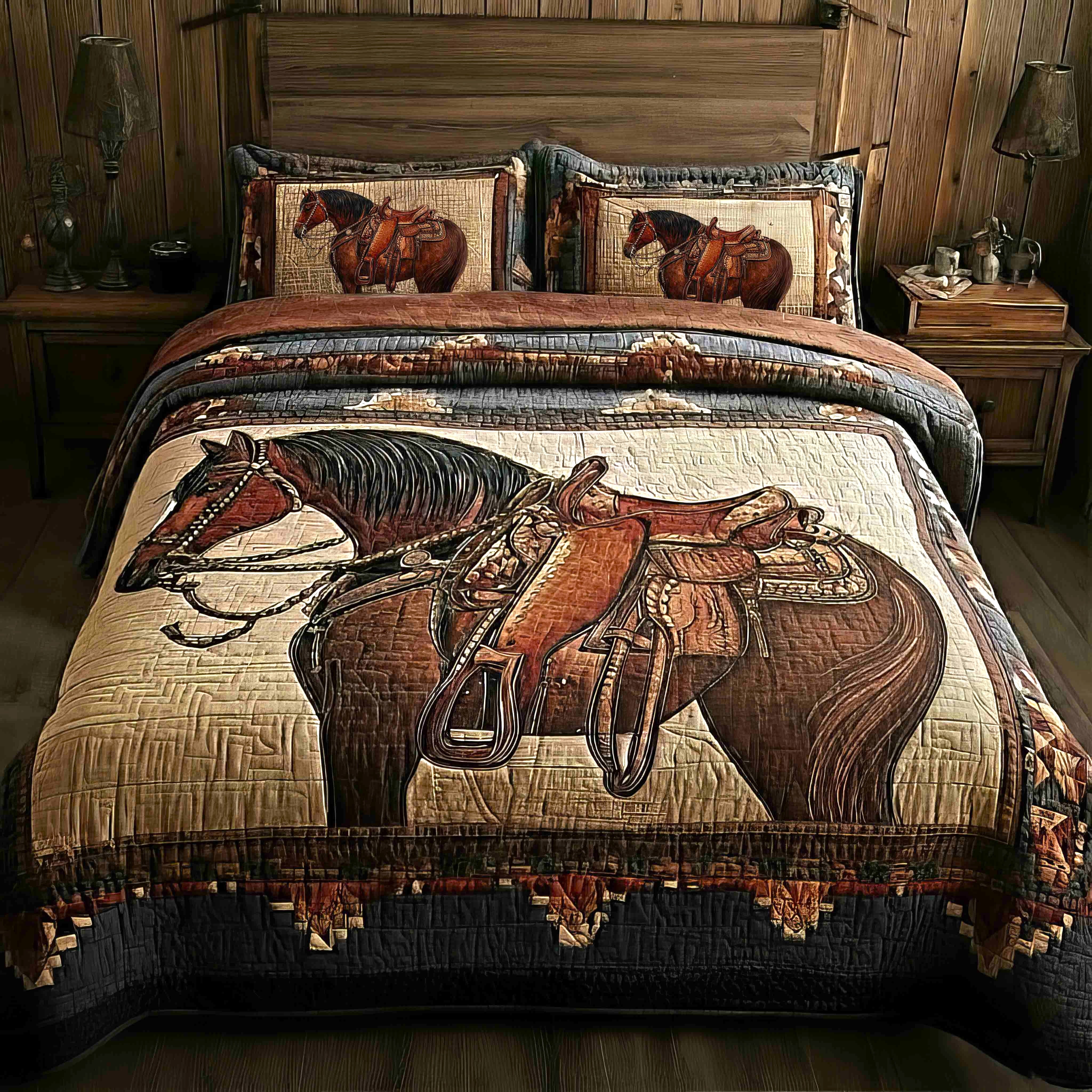 Prairie Horse Quilted Bedding Set Bedroom Decorations Best Gifts For Horse Owners - Tradiviet