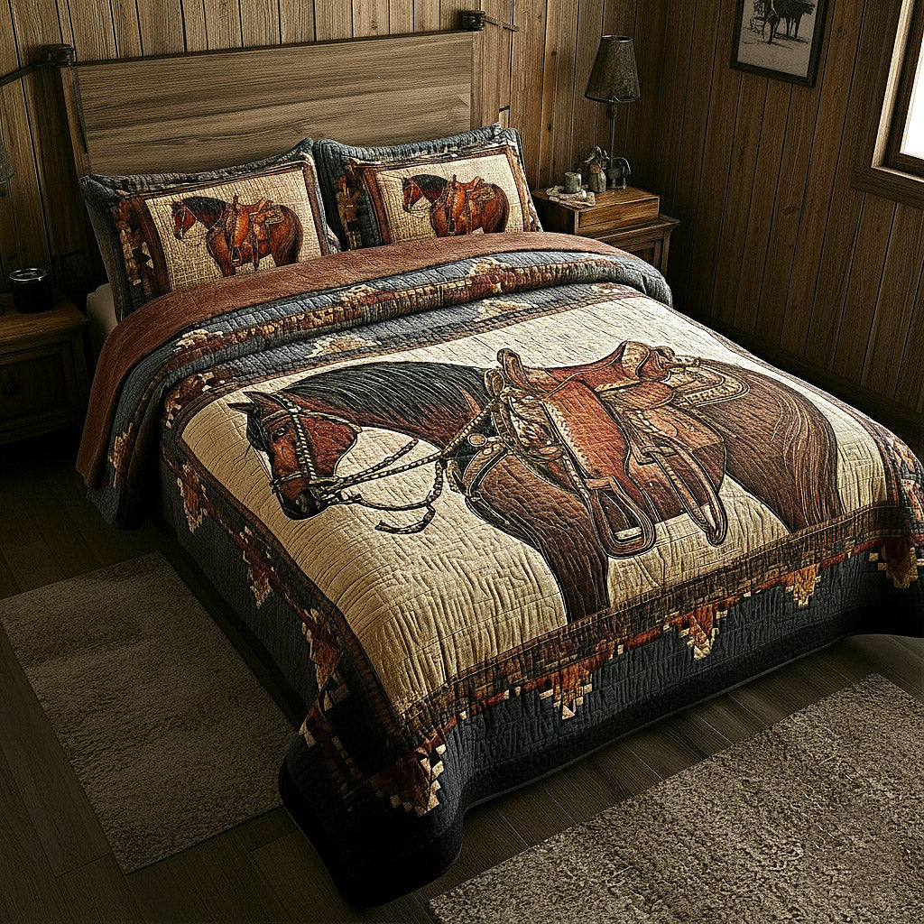 Prairie Horse Quilted Bedding Set Bedroom Decorations Best Gifts For Horse Owners - Tradiviet - Image 2