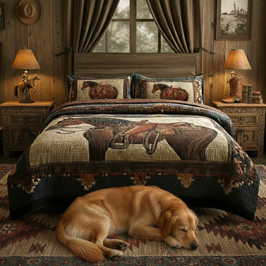 Prairie Horse Quilted Bedding Set Bedroom Decorations Best Gifts For Horse Owners - Tradiviet - Image 3