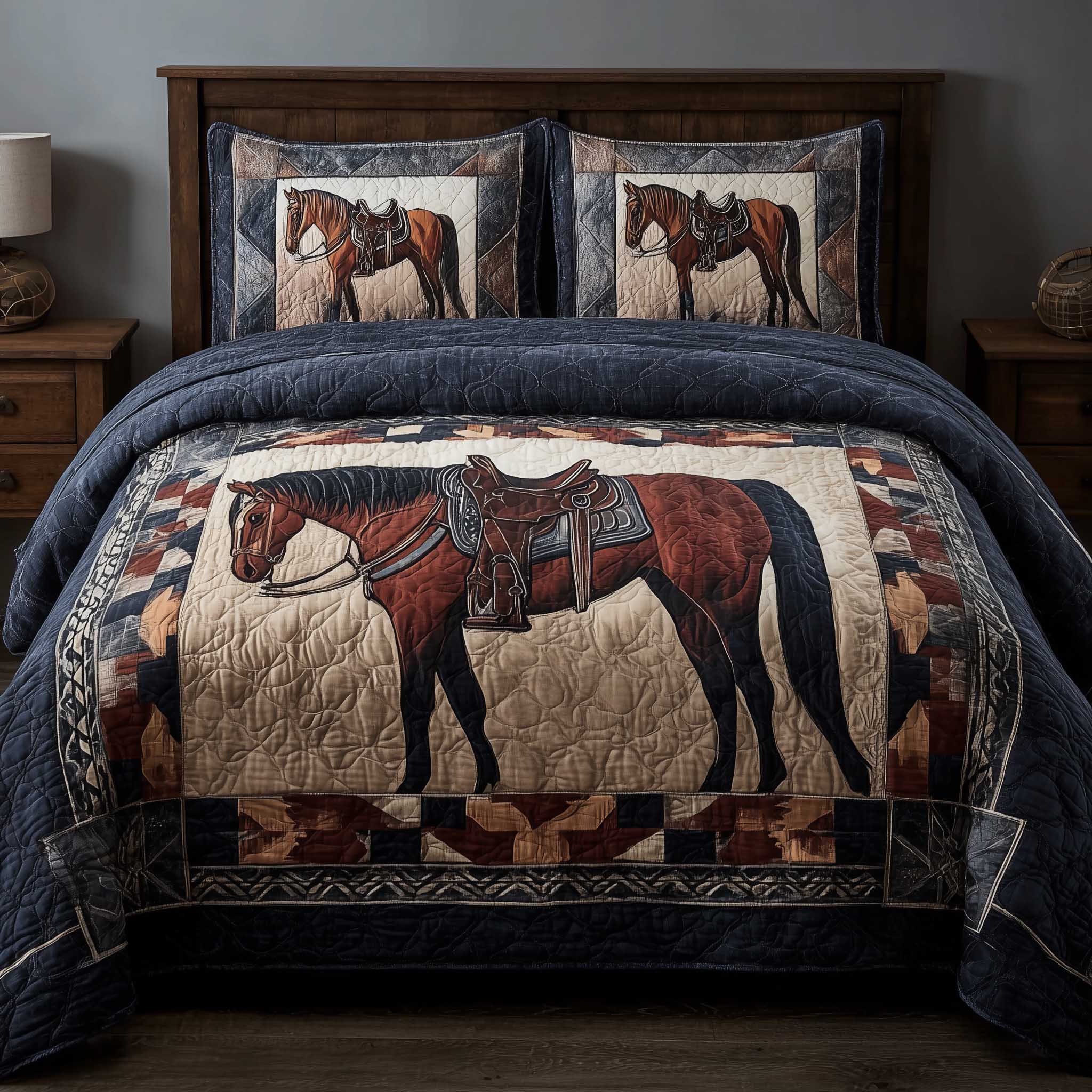 Prairie Horse Quilted Bedding Set Decorating Your Home For Holiday Gifts For Female Horse Lovers - Tradiviet