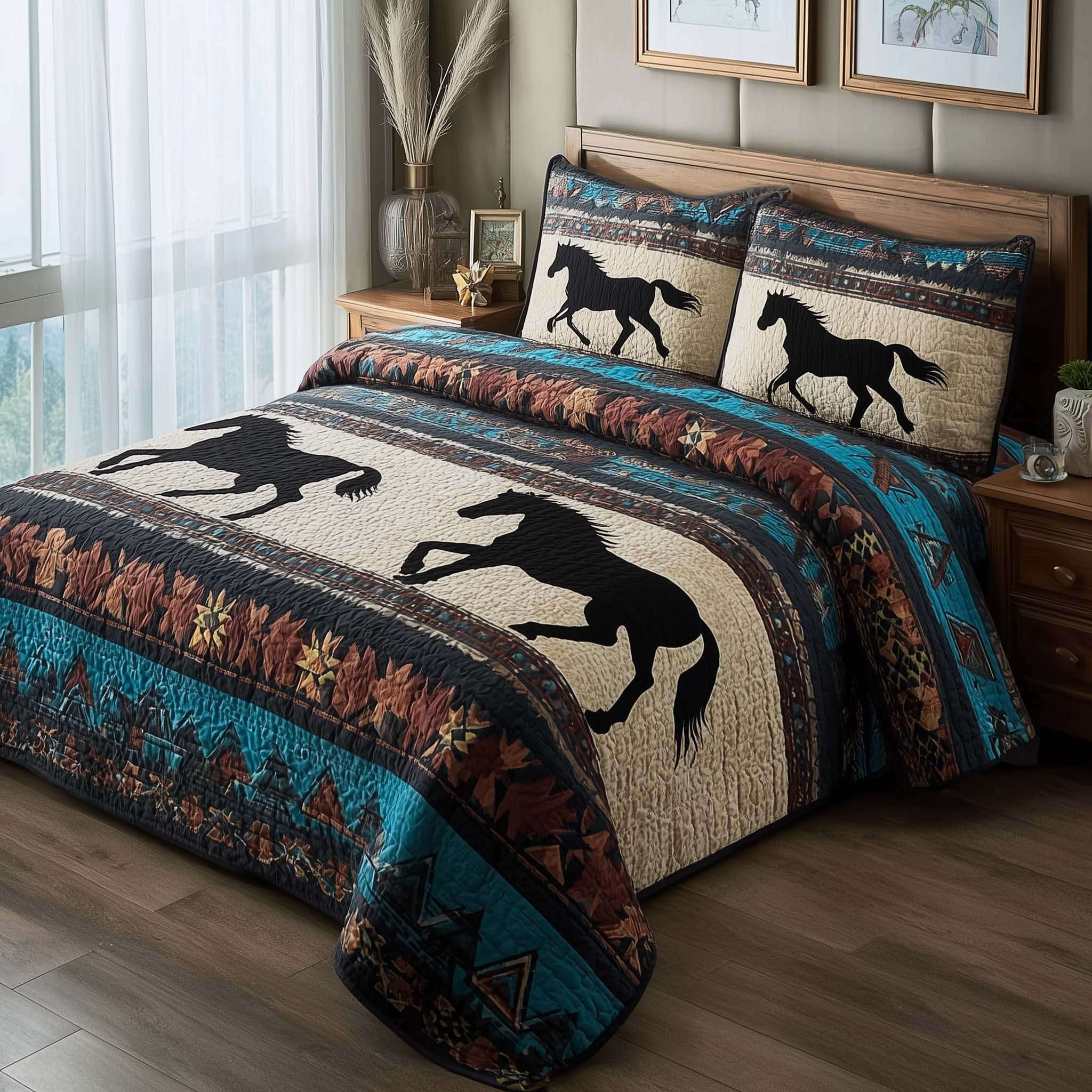 Prairie Horse Quilted Bedding Set Holiday Decorations For Your Room Best Gifts Horse Lovers - Tradiviet