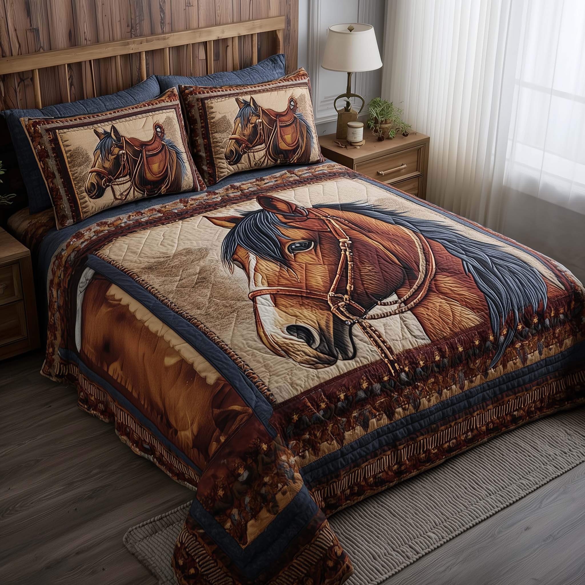 Prairie Horse Quilted Bedding Set Holiday Decorations For Your Room Great Gifts For Horse Owners - Tradiviet