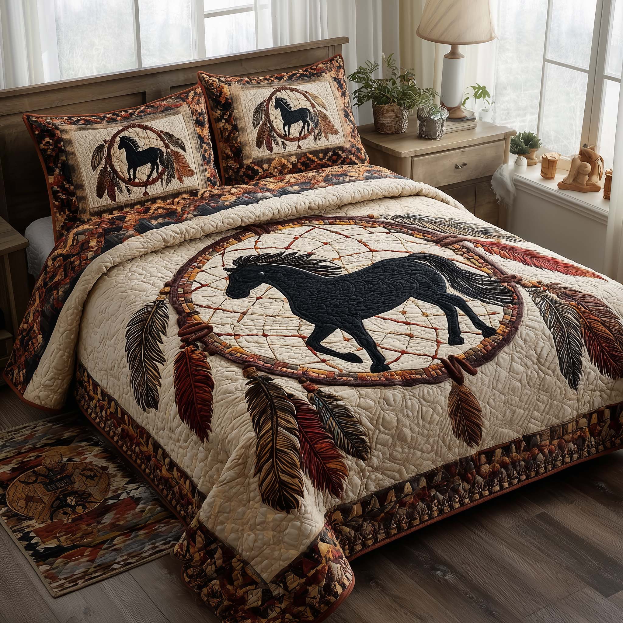 Prairie Horse Quilted Bedding Set Holiday Decorations Gifts For Someone Who Loves Horses - Tradiviet