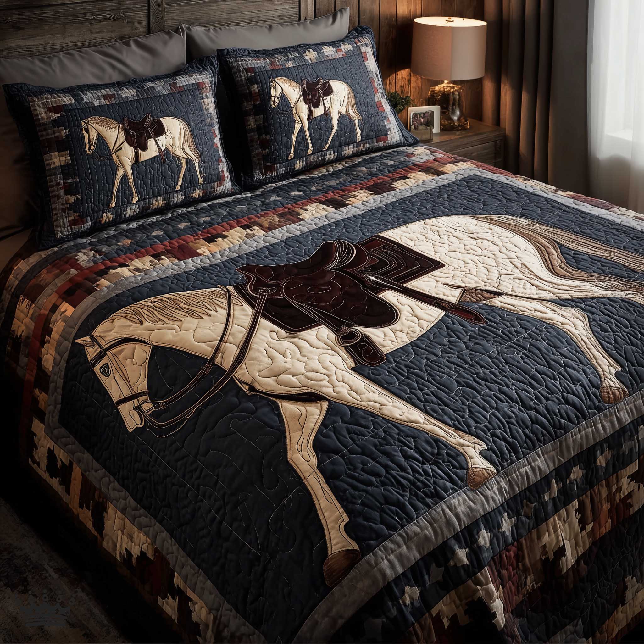 Prairie Horse Quilted Bedding Set Holiday Home Decor Ideas Gift Ideas For Horse Owners - Tradiviet