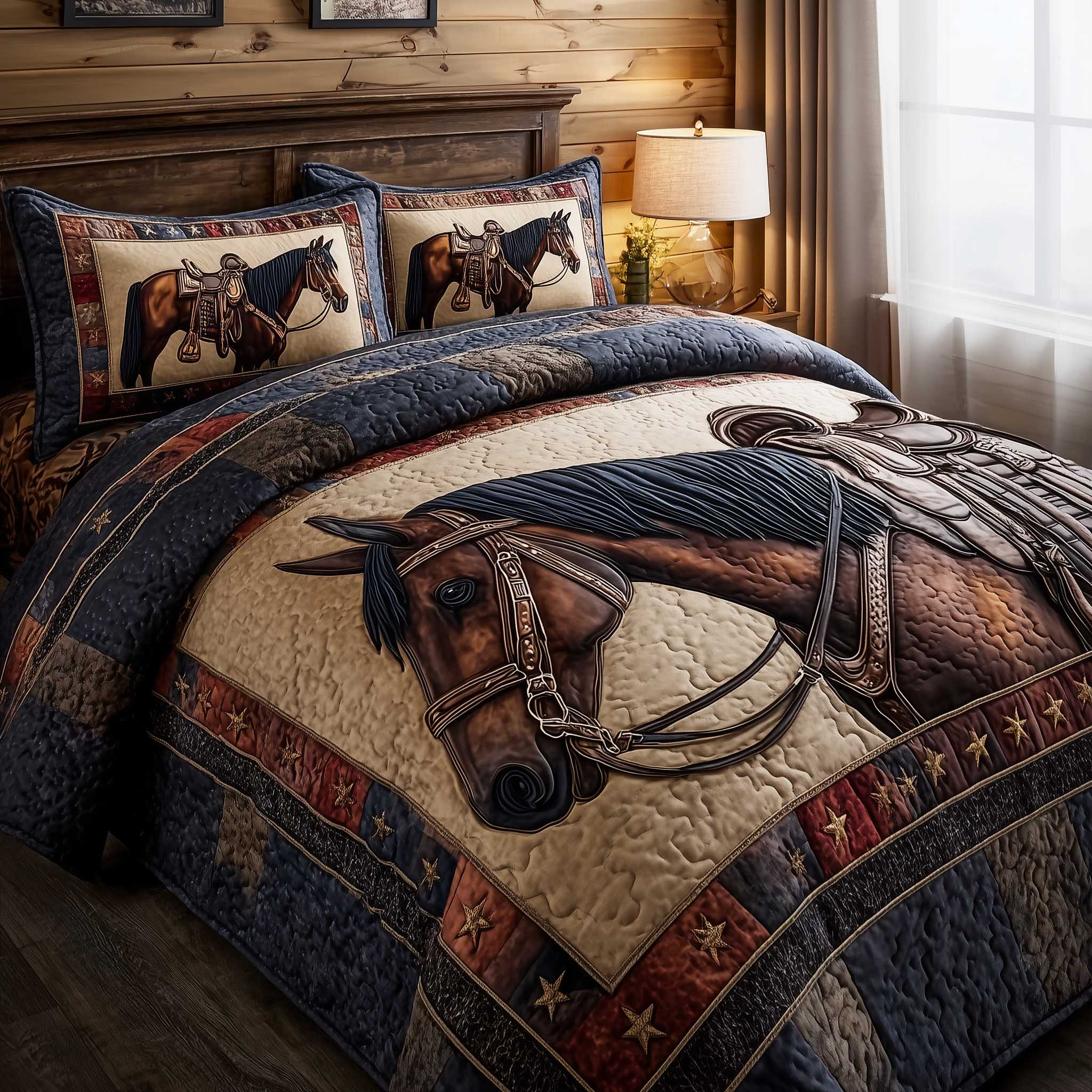 Prairie Horse Quilted Bedding Set Holiday Home Decor Unique Gifts For Horse Owners - Tradiviet