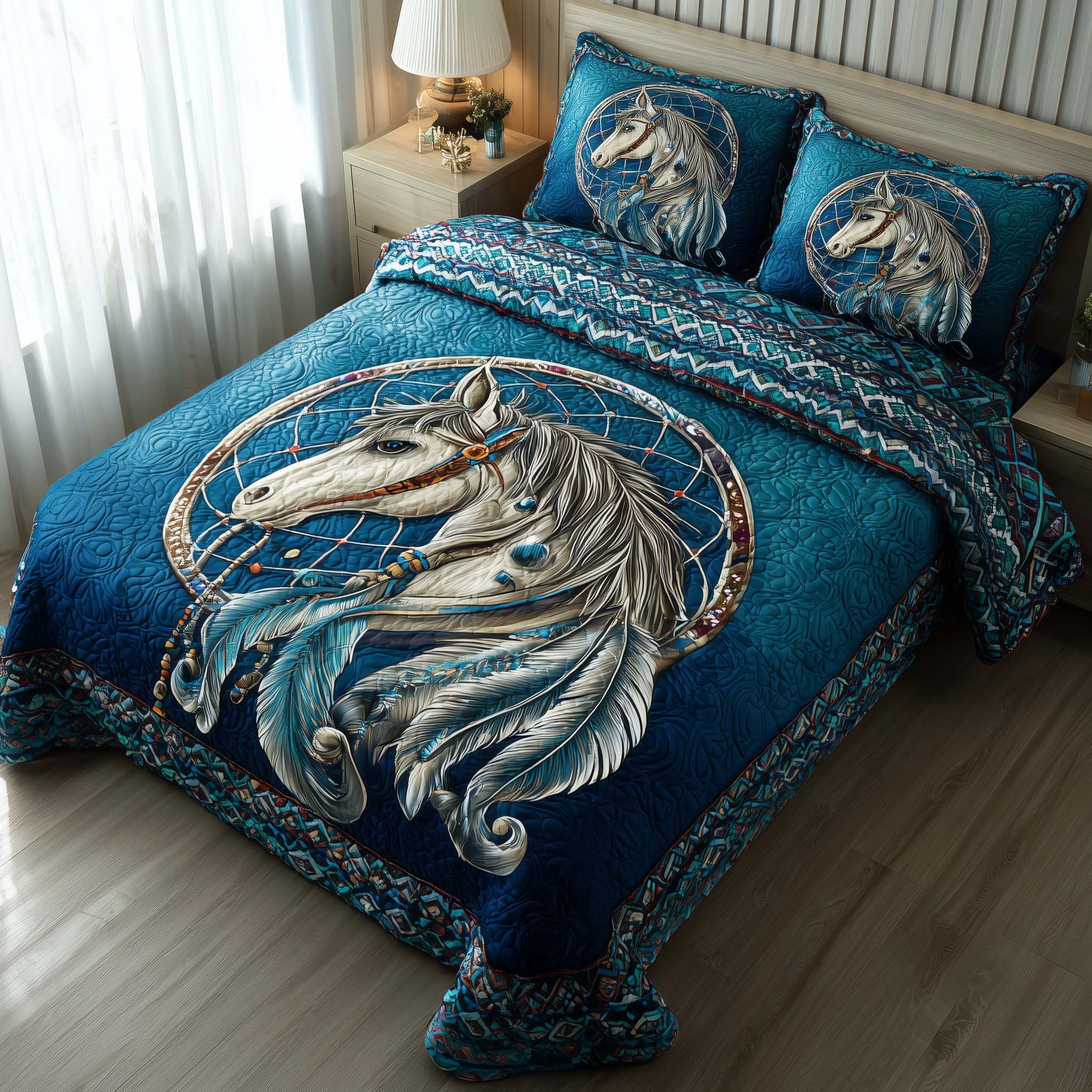 Prairie Horse Quilted Bedding Set Holiday Home Decor Valentines Gifts For Horse Lovers - Tradiviet