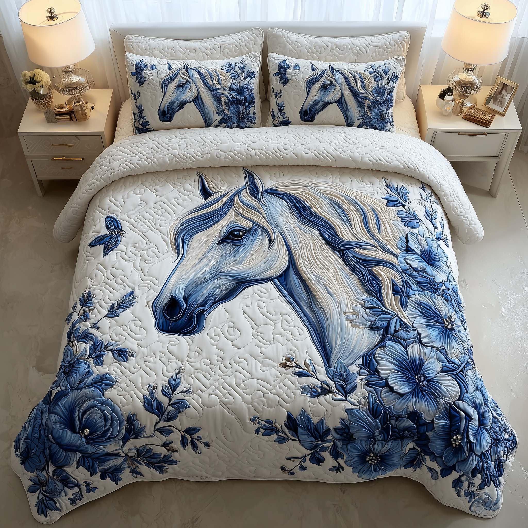 Prairie Horse Quilted Bedding Set Mens Bedroom Decor Best Gifts For Horse Riders - Tradiviet